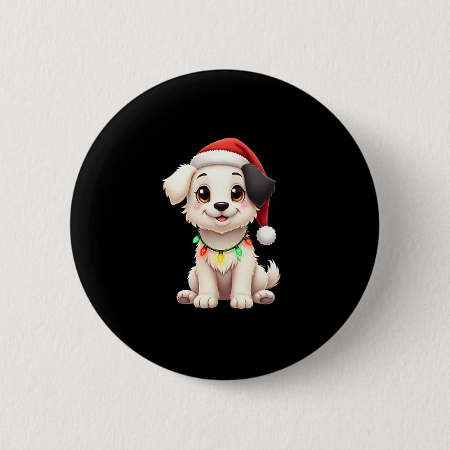 Shih Tzu Santa Christmas Tree Lights Xmas Dog Love 6 Cm Round Badge (Front)