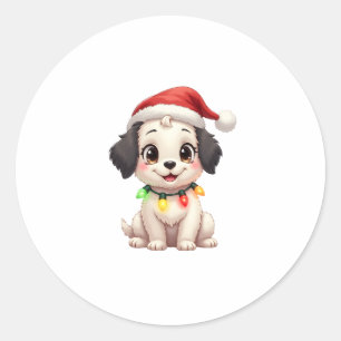 Shih Tzu Santa Christmas Tree Lights Xmas Dog Love Classic Round Sticker