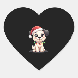 Shih Tzu Santa Christmas Tree Lights Xmas Dog Love Heart Sticker