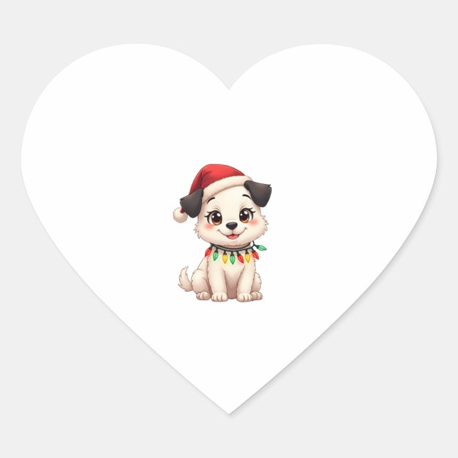 Shih Tzu Santa Christmas Tree Lights Xmas Dog Love Heart Sticker (Front)
