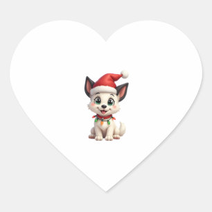 Shih Tzu Santa Christmas Tree Lights Xmas Dog Love Heart Sticker