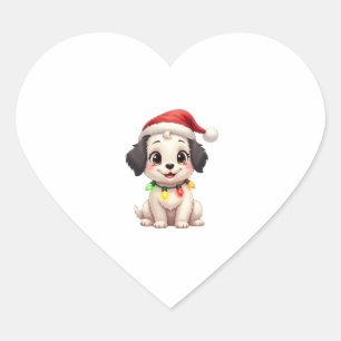 Shih Tzu Santa Christmas Tree Lights Xmas Dog Love Heart Sticker