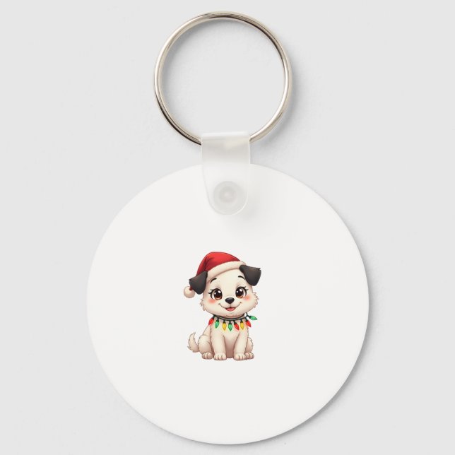 Shih Tzu Santa Christmas Tree Lights Xmas Dog Love Key Ring (Front)