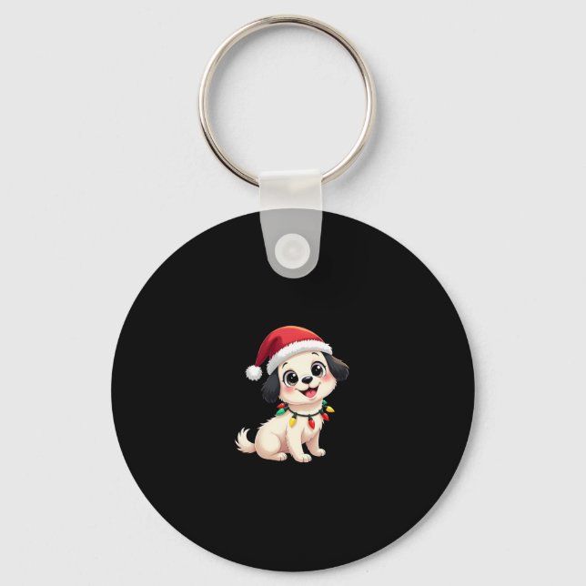 Shih Tzu Santa Christmas Tree Lights Xmas Dog Love Key Ring (Front)