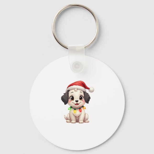 Shih Tzu Santa Christmas Tree Lights Xmas Dog Love Key Ring (Front)