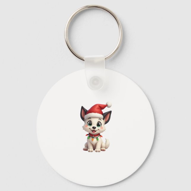 Shih Tzu Santa Christmas Tree Lights Xmas Dog Love Key Ring (Front)