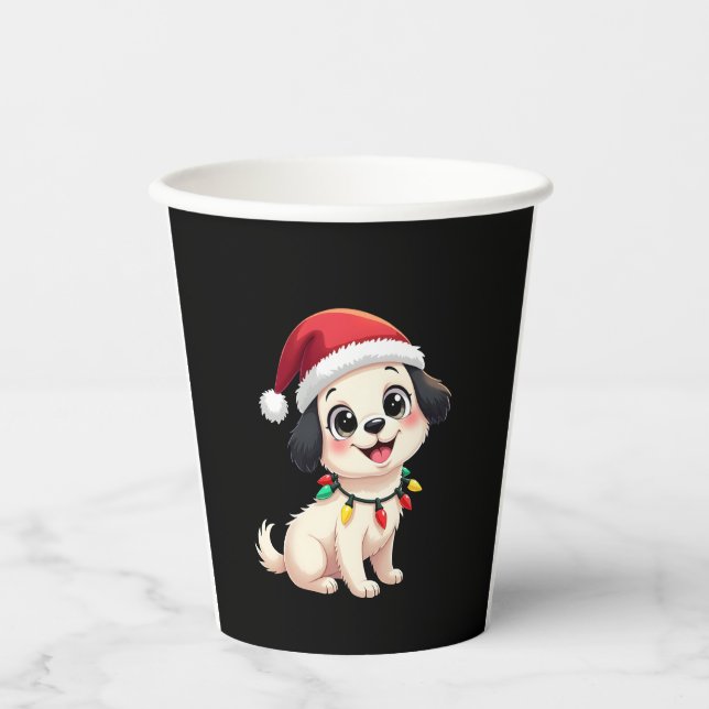 Shih Tzu Santa Christmas Tree Lights Xmas Dog Love Paper Cups (Front)