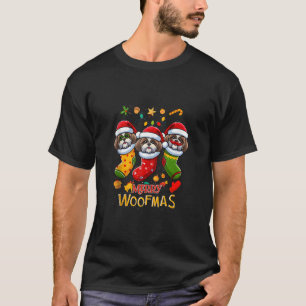 Shih Tzu Santa Claus Christmas Stocking Dog X Mas  T-Shirt