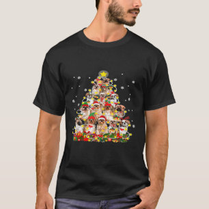 Shih Tzu Santa Hat Christmas Tree Lights T-Shirt