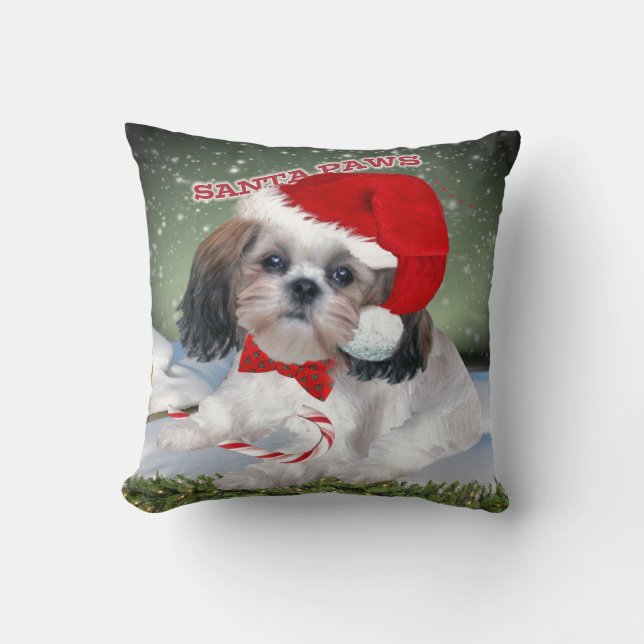 Shih Tzu Santa Paws Cushion (Front)