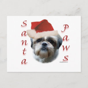 Shih Tzu Santa Paws Holiday Postcard