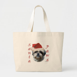Shih Tzu Santa Paws Large Tote Bag
