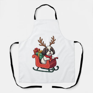 Shih Tzu Santa�s Sleigh Ride Apron