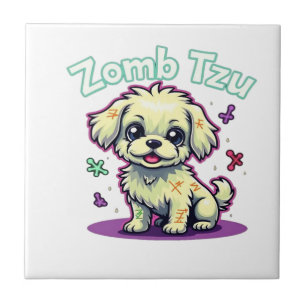 Shih Tzu Shihtzu Zombie Dog Halloween Oversized T- Tile