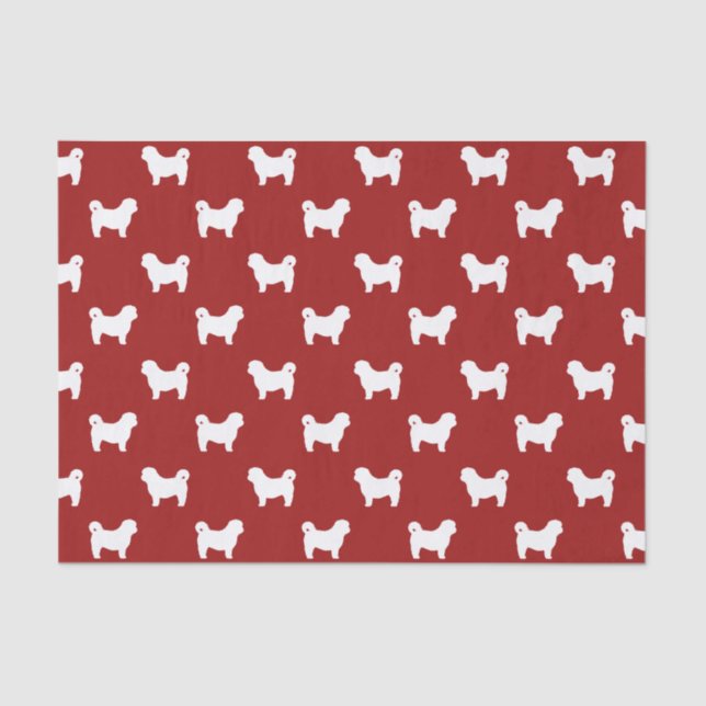 Shih Tzu Silhouettes Pattern Red Tissue Paper (Front)