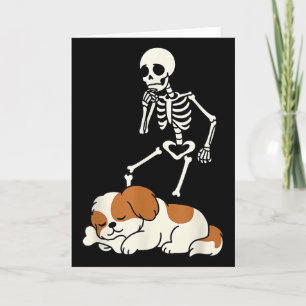Shih Tzu Sleeping Dog Cute Halloween Skeleton Funn Card