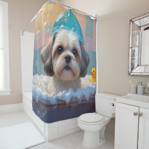 Shih Tzu Sloppy Sleepy Cute Funny Shower Curtain
