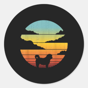 Shih Tzu Style 60s 70s Men Women Gifts Classic Round Sticker