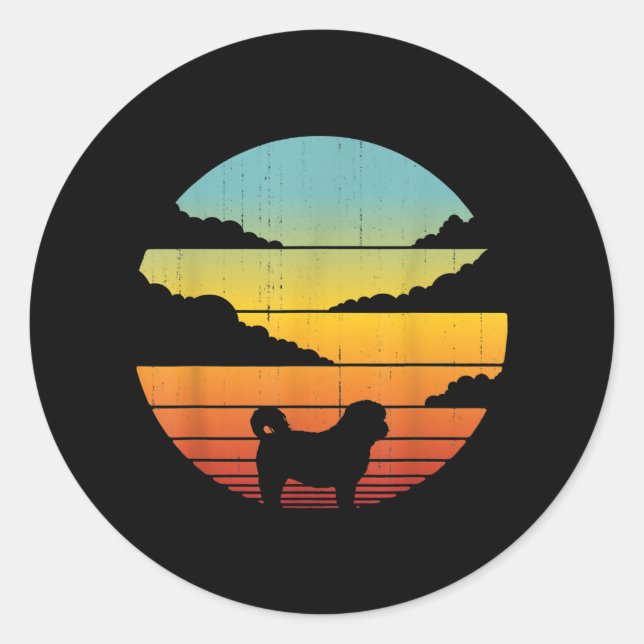 Shih Tzu Style 60s 70s Men Women Gifts Classic Round Sticker (Front)