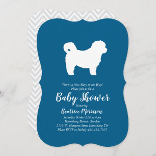 Shih Tzu Teddy Bear Dog Baby Shower Blue Boy Invitation