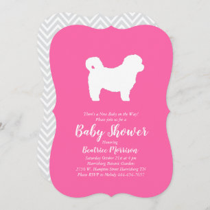 Shih Tzu Teddy Bear Dog Baby Shower Pink Girl Invitation