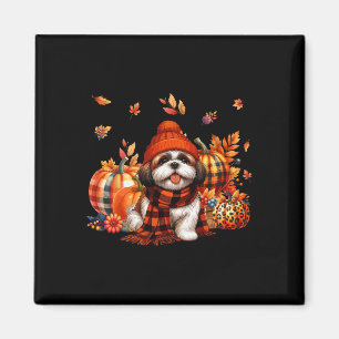 Shih Tzu Thanksgiving Leopard Pumpkins Fall Leaves Magnet