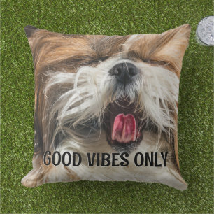 Shih tzu tongue funny vibes custom text cushion