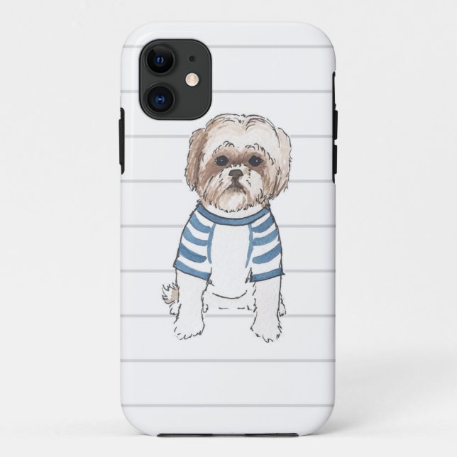 Shih Tzu Watercolor Iphone Case (Back)