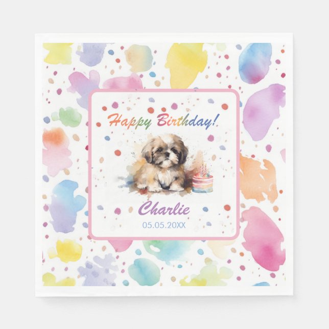 Shih Tzu Watercolor Paper Napkins (Front)