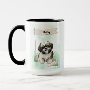 Shih Tzu Watercolor Personalised Dog Mug