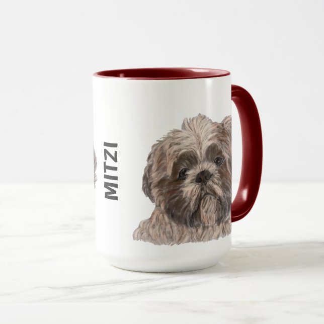 Shih Tzu Watercolor Personalised  Mug (Front Right)