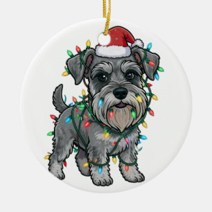Shih Tzu Wearing a Santa Hat for Christmas Ceramic Tree Decoration