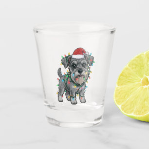 Shih Tzu Wearing a Santa Hat for Christmas Shot Glass