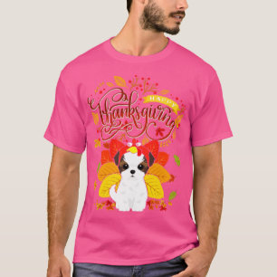 Shih Tzu Wearing Turkey Hat Fall Autumn Thanksgivi T-Shirt