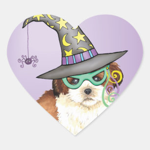 Shih Tzu Witch Heart Sticker