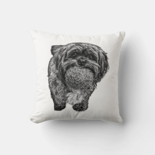 Shih Tzu with Ball Dog Art Throw Pillow