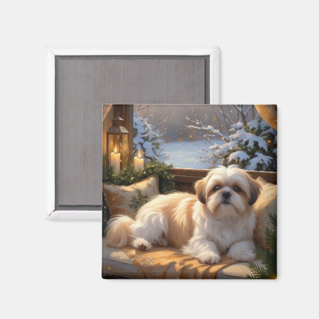 Shih Tzu with Christmas Lights Holiday  Magnet (Front/Back)