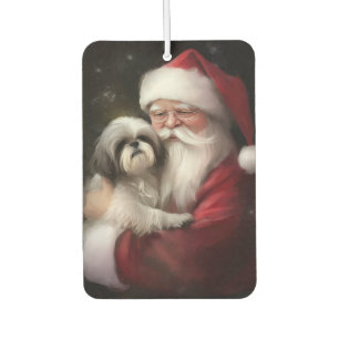 Shih Tzu With Santa Claus Festive Christmas  Car Air Freshener