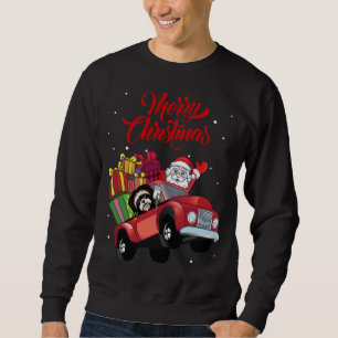 Shih Tzu With Santa Claus In Red Truck Dog Sweatshirt