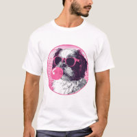 Shih Tzu with sunglasses and pink bubble gum