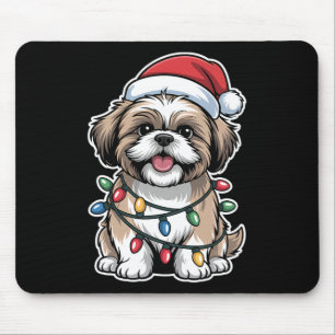 Shih Tzu Wrapped In Christmas Lights  Mouse Pad