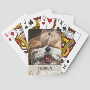 Shih tzu yawning tongue funny cute Personalise Playing Cards
