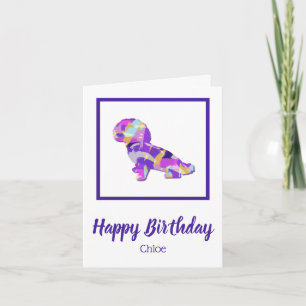 Shihpoo Dog Silhouette Cute Purple PY&B Birthday Card