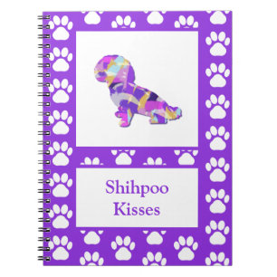 Shihpoo Dog Silhouette Paw Cute Purple PY&B Notebook