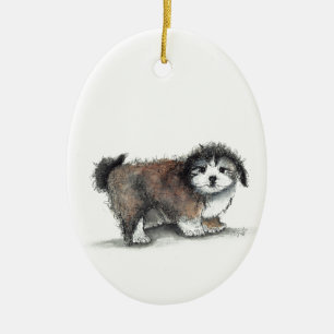 Shihtzu Puppy Dog, Pet Ceramic Tree Decoration