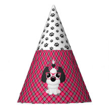 Shihtzu Puppy Dogs a Nerd Pink Birthday Party Hats