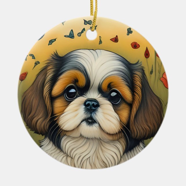 Shihtzu puppy ornament gift idea  (Front)