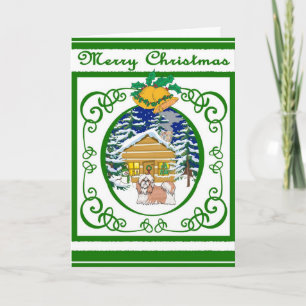 Shihtzu Vintage Christmas Holiday Card