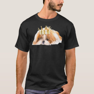 Shihtzu Wearing Crown Photo Design T-Shirt