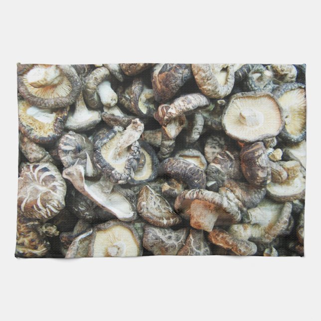 Shiitake Mushrooms Tea Towel (Horizontal)